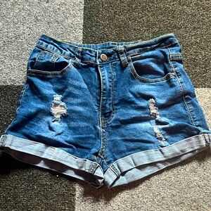 Womens mid-high rise jean shorts